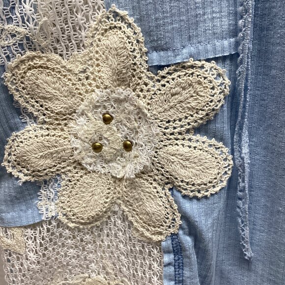 #1395-POL V-NECK RIBBED TOP HOODED LIGHTWEIGHT POWDER BLUE Can fit up to 3X - Picture 7 of 12